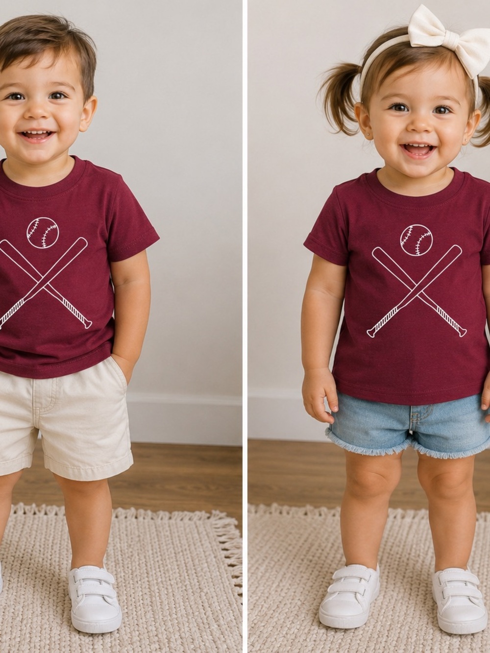 Kids' Short Sleeve Baseball Graphic Tee - Burgundy